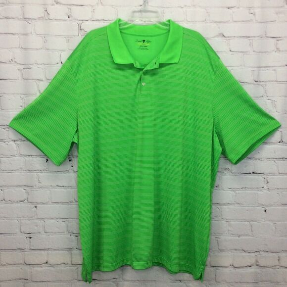 David Taylor Pro Golf Polo Men's Big & Tall Size 3XL Athleisure Green Striped - Picture 5 of 8